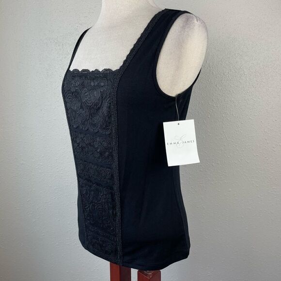 NWT Emma James Womens Black Lace Tank Top Size M - Picture 3 of 6